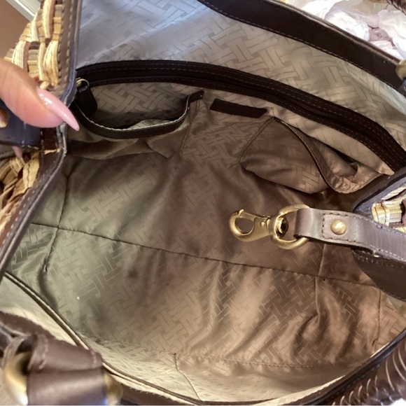 SOLD:  COLE HAAN Genevieve Woven Triangle Hobo Shoulder Handbag Tote 19" Silk - Picture 8 of 13